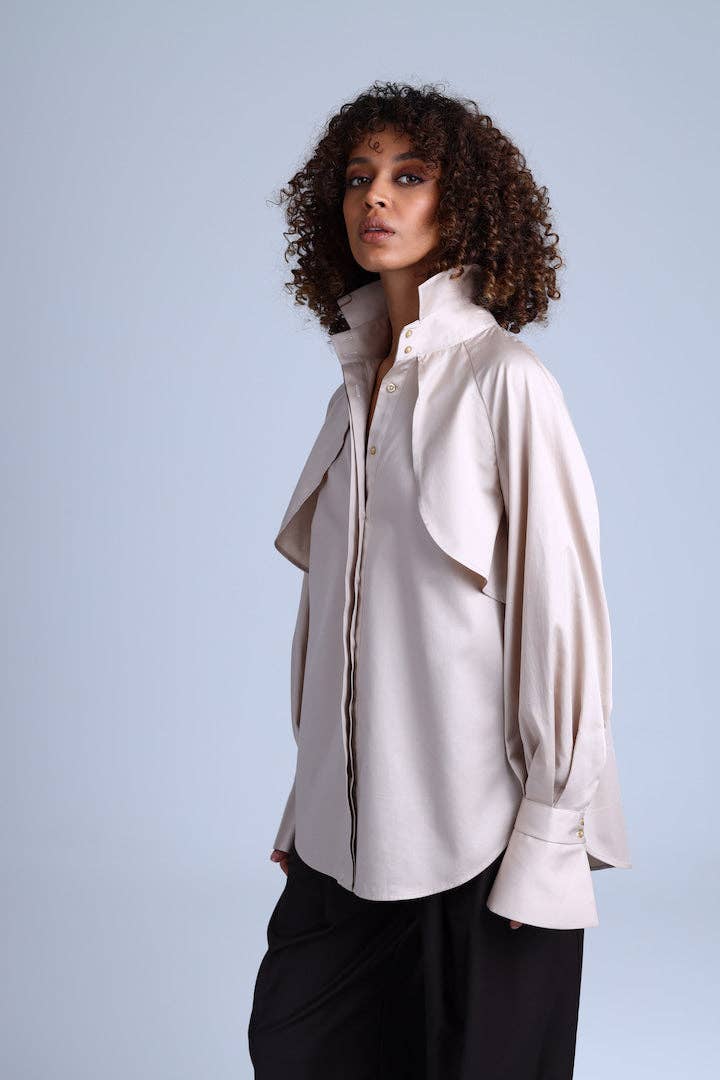 The Notte Romana Business Beige Organic Cotton Shirt