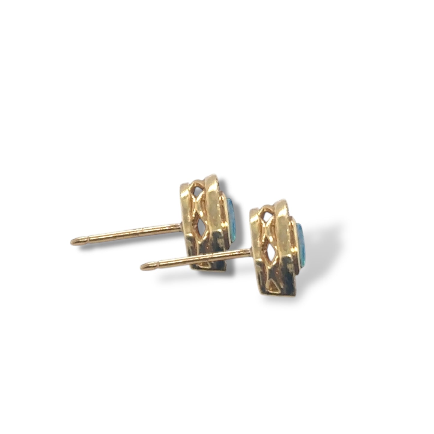 Australian Opal Halo Studs