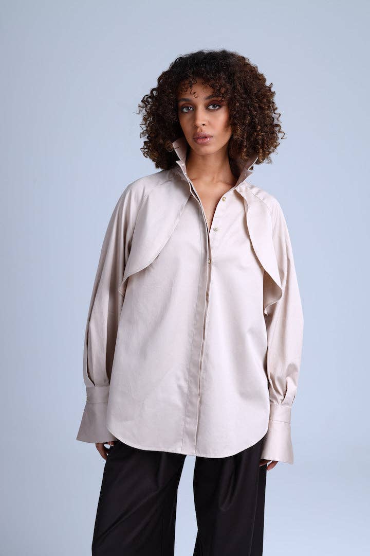 The Notte Romana Business Beige Organic Cotton Shirt