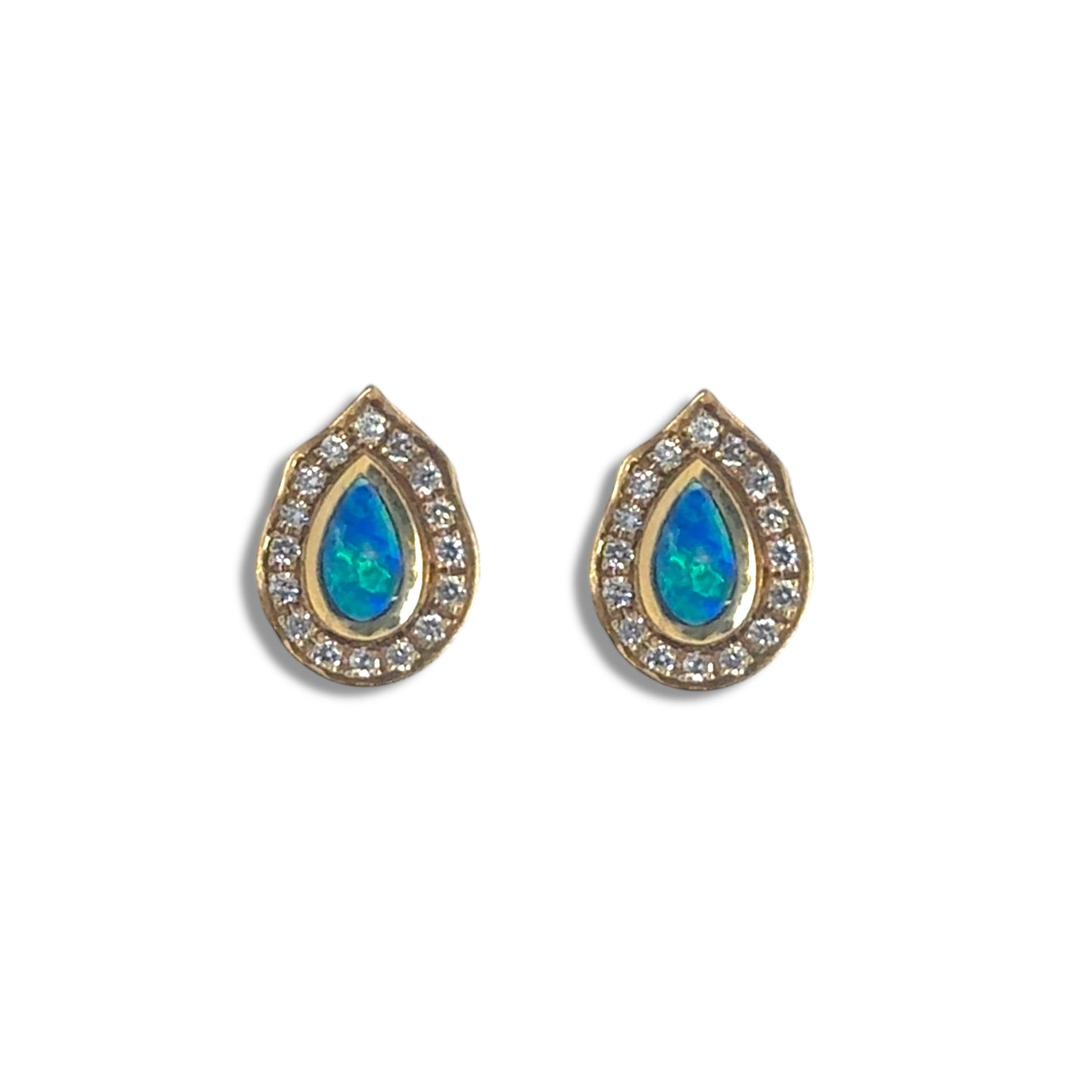Australian Opal Halo Studs