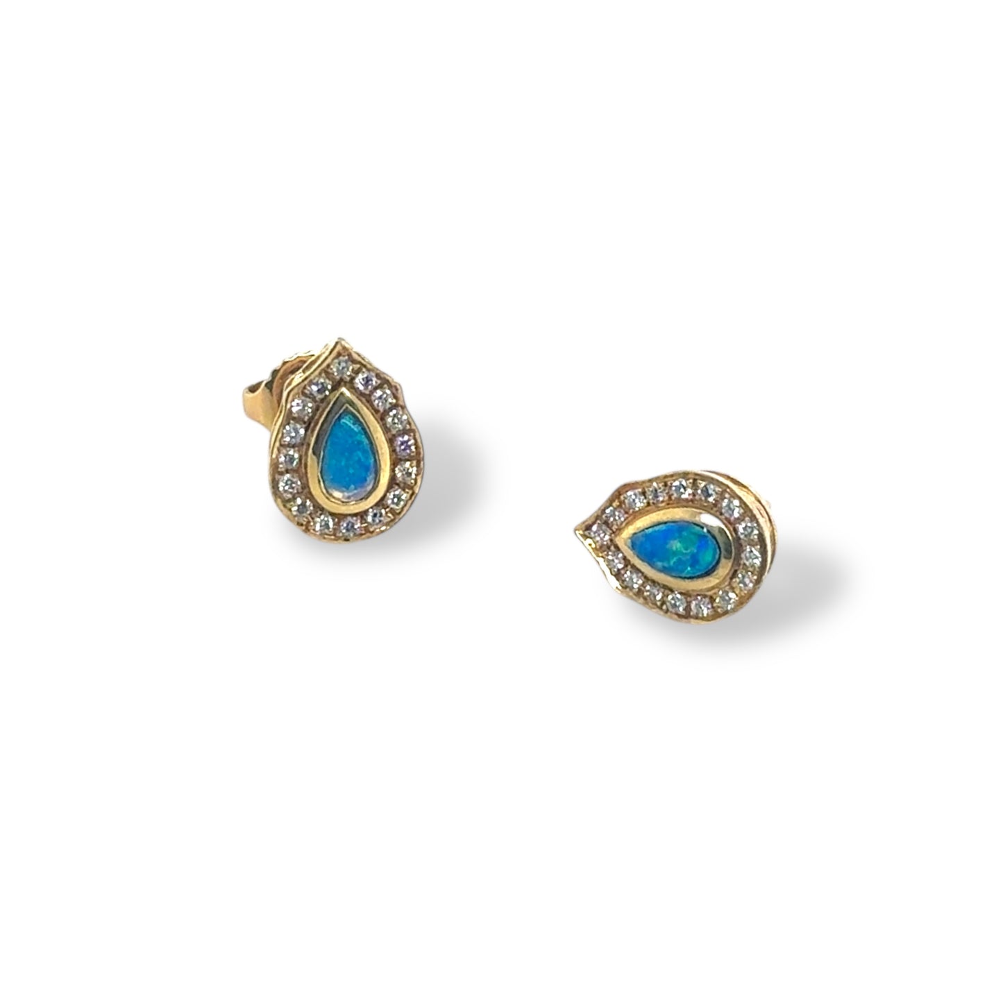 Australian Opal Halo Studs