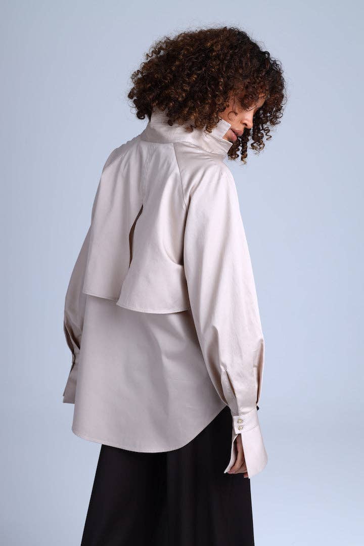 The Notte Romana Business Beige Organic Cotton Shirt