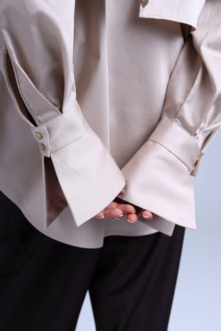 The Notte Romana Business Beige Organic Cotton Shirt
