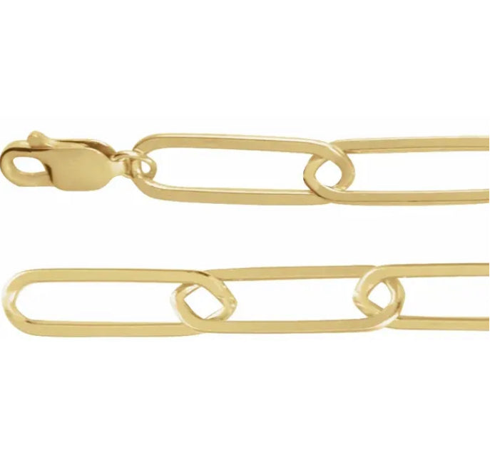 Paperclip Chain 20” 14k Yellow Gold