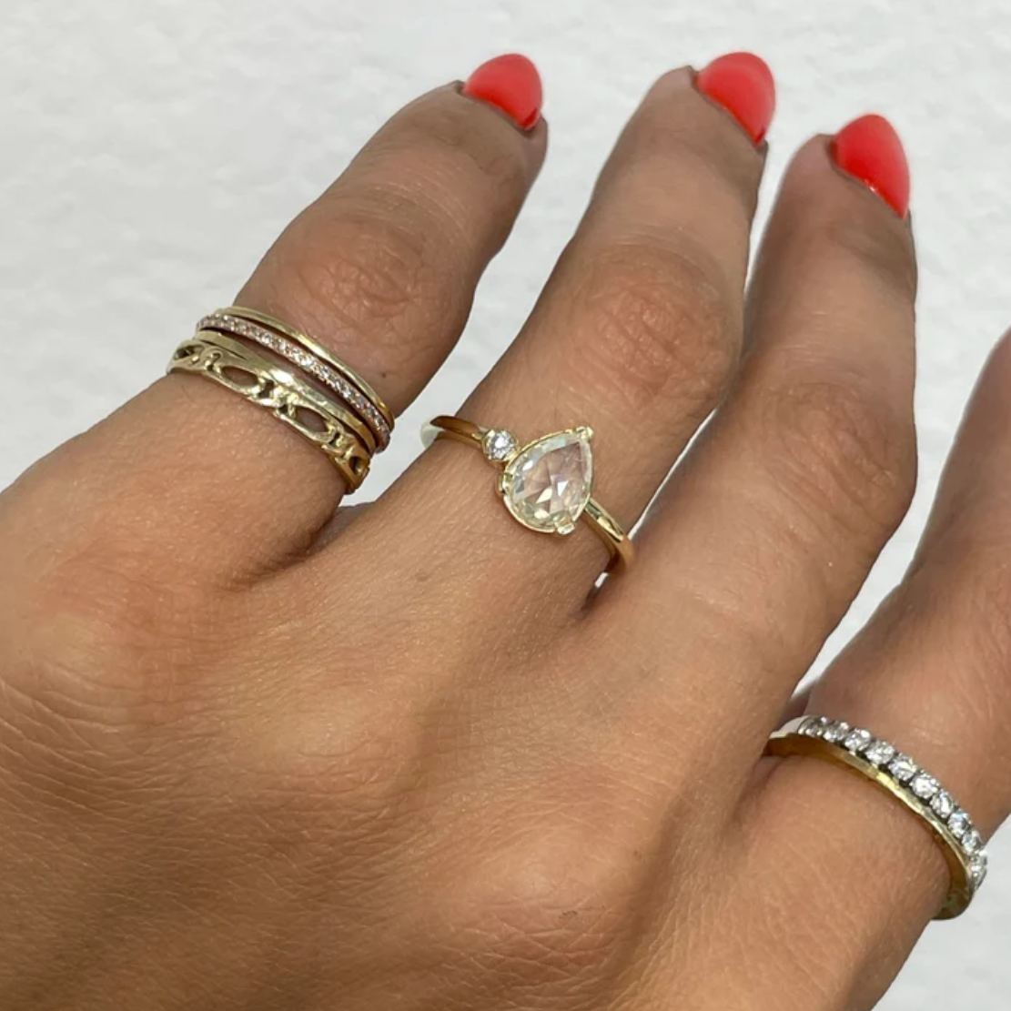 Perfect Pear Rose Cut Engagement