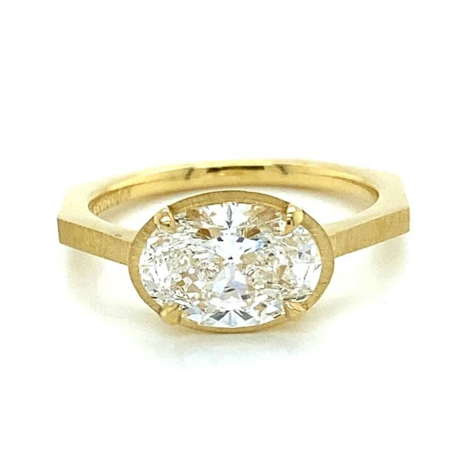 East West Oval Brilliant Diamond Engagement