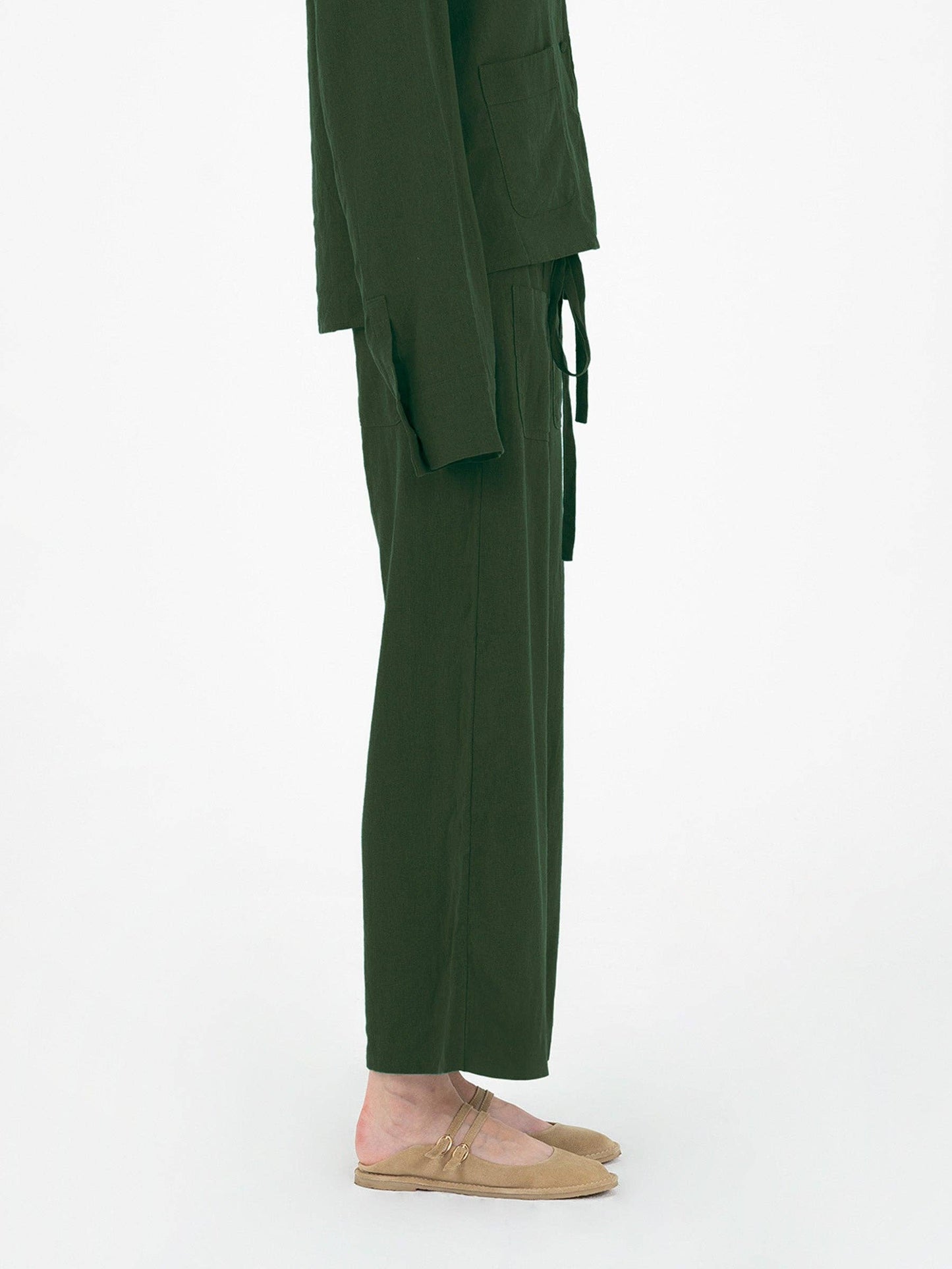 Hunter green linen pants