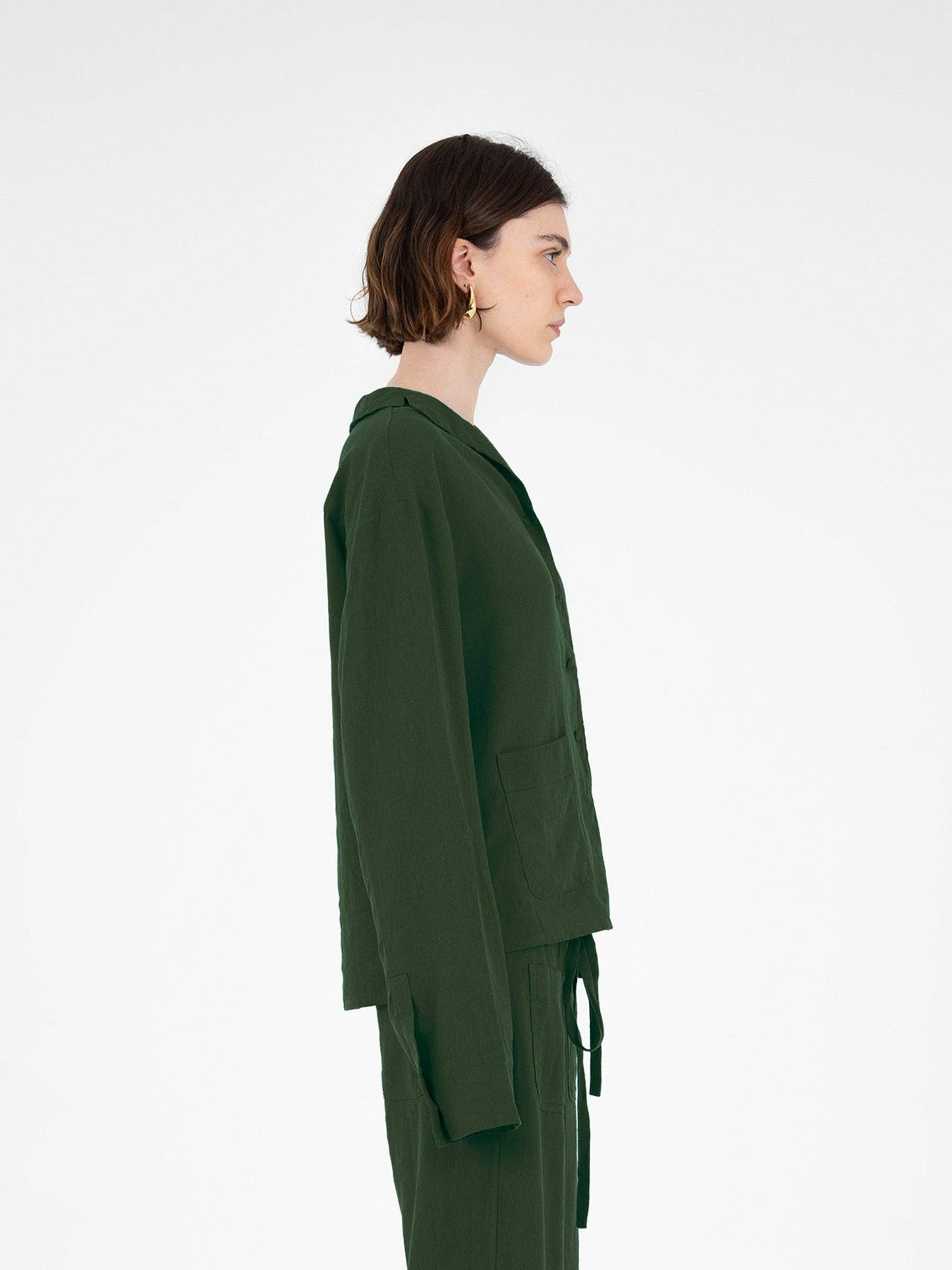 Hunter Green linen shirt