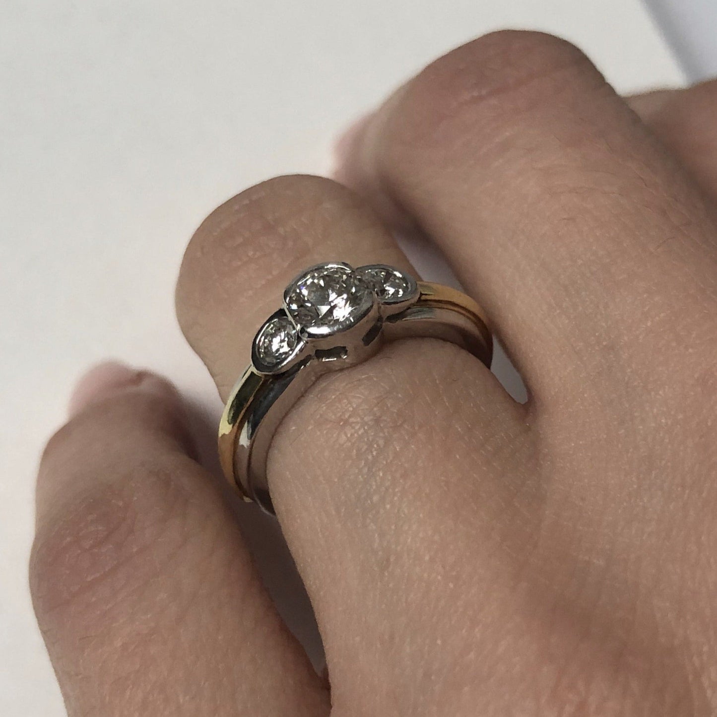 Platinum & Gold 3 Stone Engagement