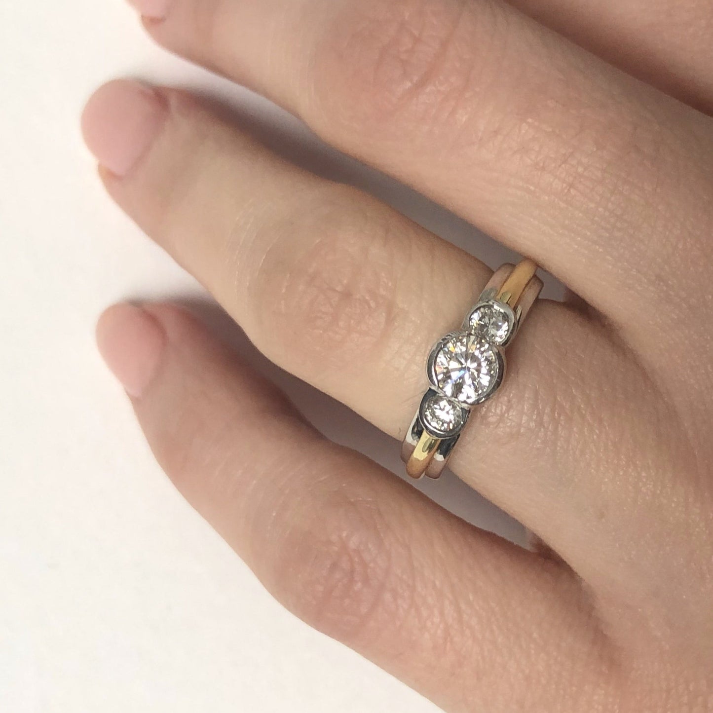 Platinum & Gold 3 Stone Engagement