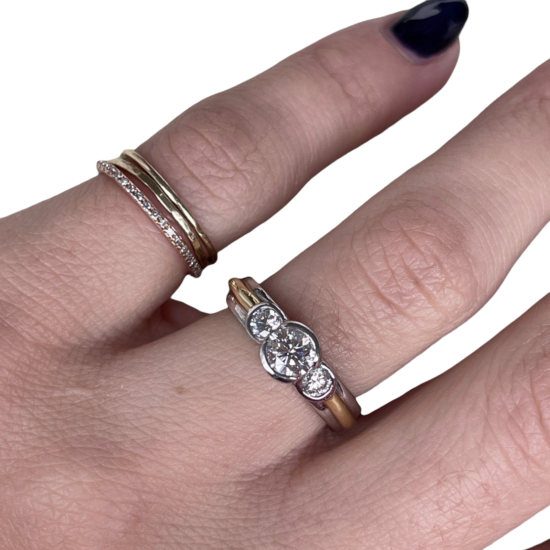 Platinum & Gold 3 Stone Engagement