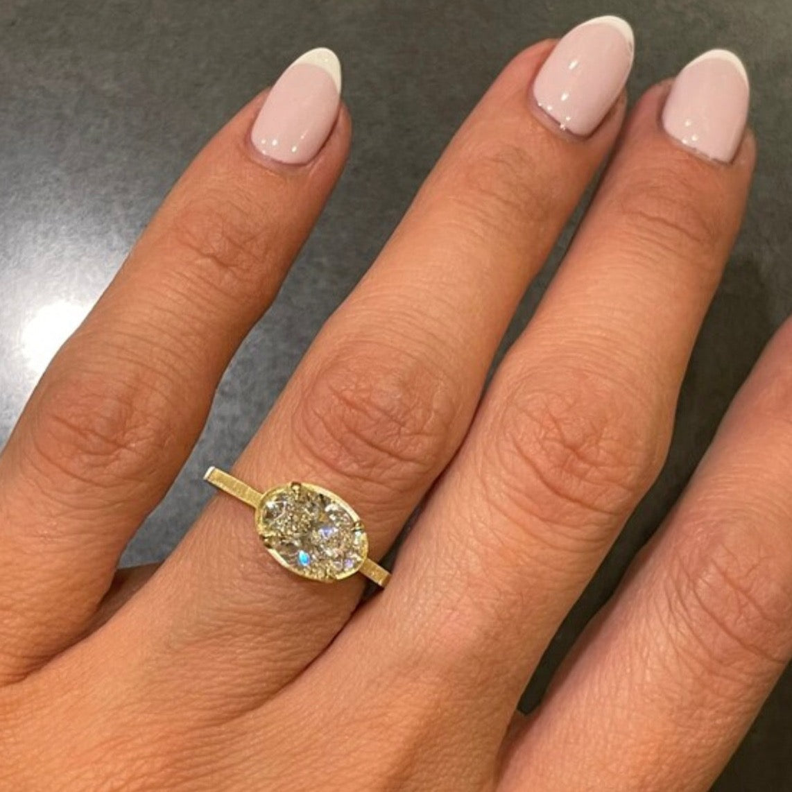 East West Oval Brilliant Diamond Engagement