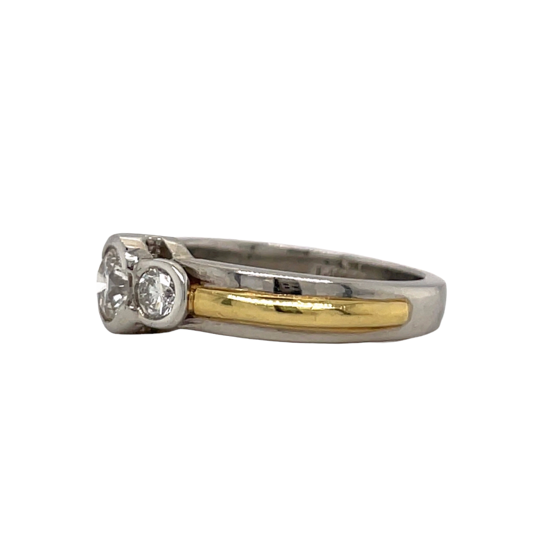 Platinum & Gold 3 Stone Engagement