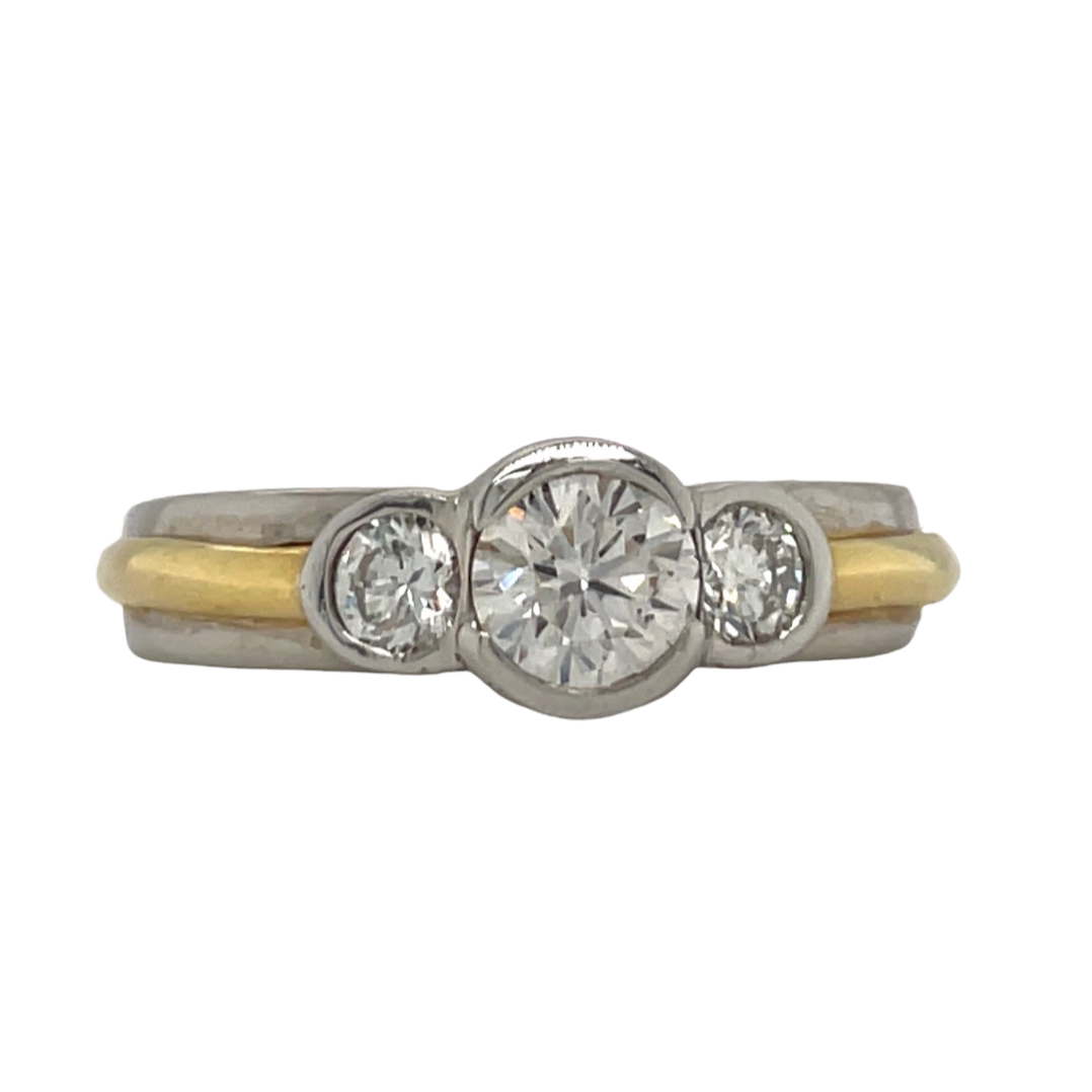 Platinum & Gold 3 Stone Engagement