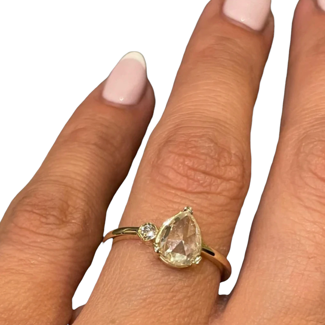 Perfect Pear Rose Cut Engagement