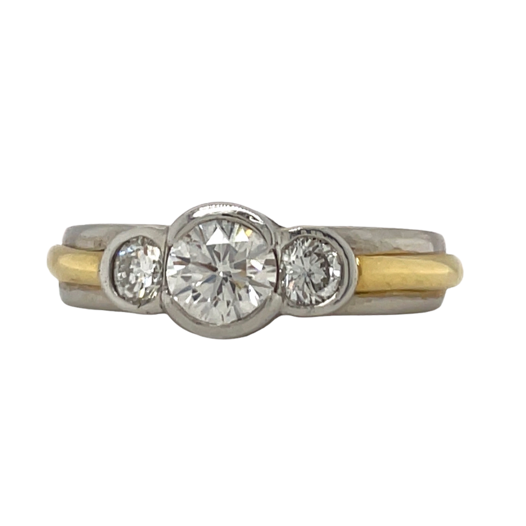 Platinum & Gold 3 Stone Engagement