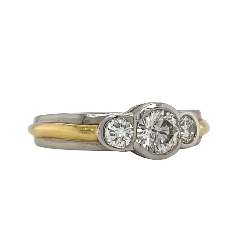 Platinum & Gold 3 Stone Engagement
