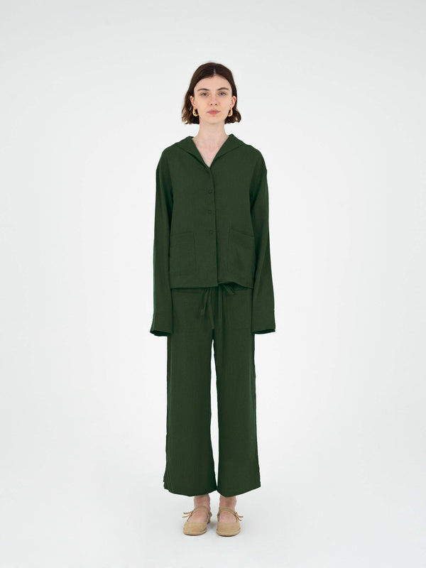 Hunter green linen pants