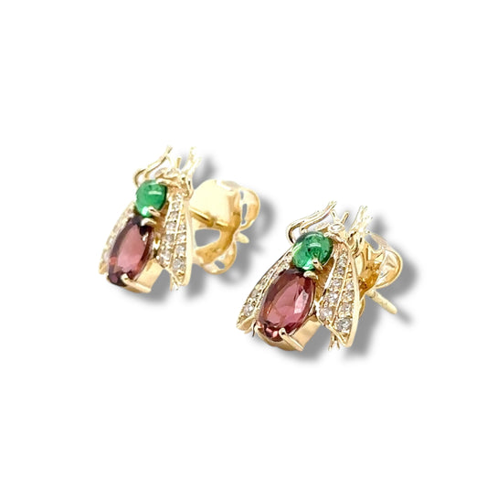 Tourmaline Insect earrings