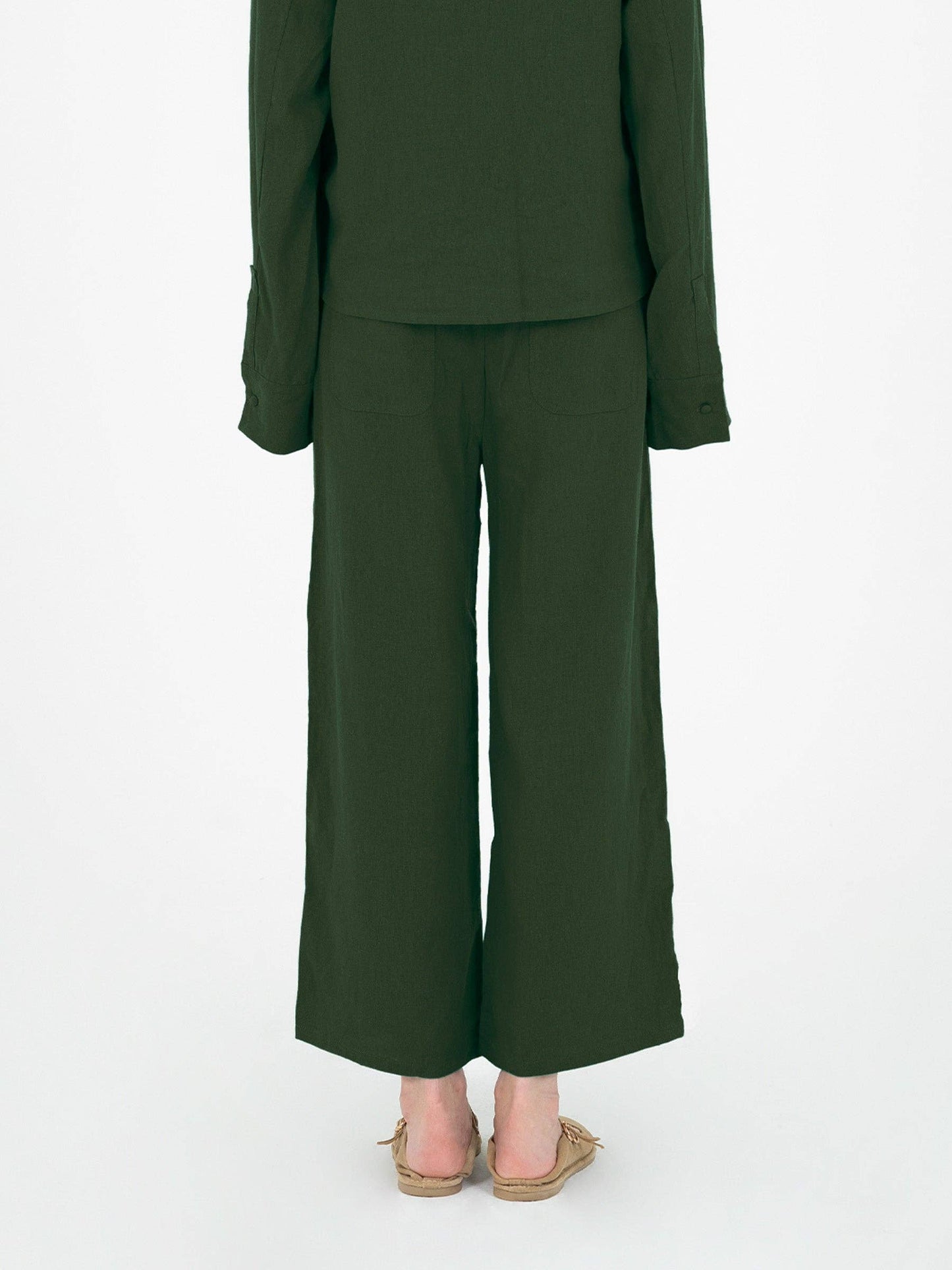 Hunter green linen pants