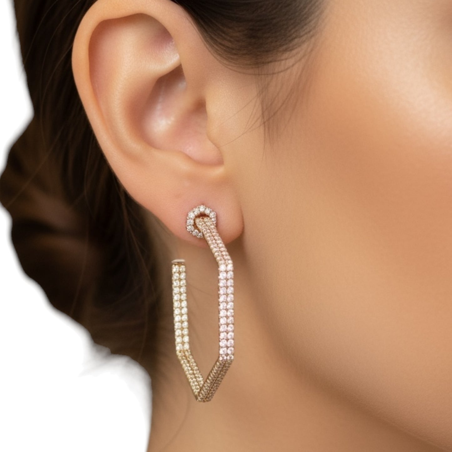 Diamond Hex Shaped Hoop