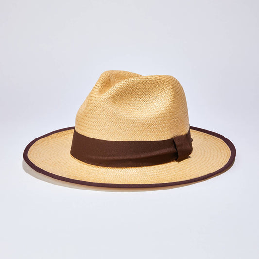 Classic Beige Panama Hat with Trim - Unisex
