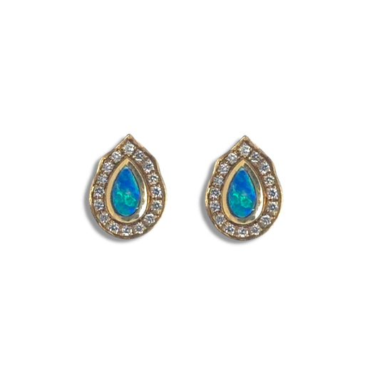 Australian Opal Halo Studs