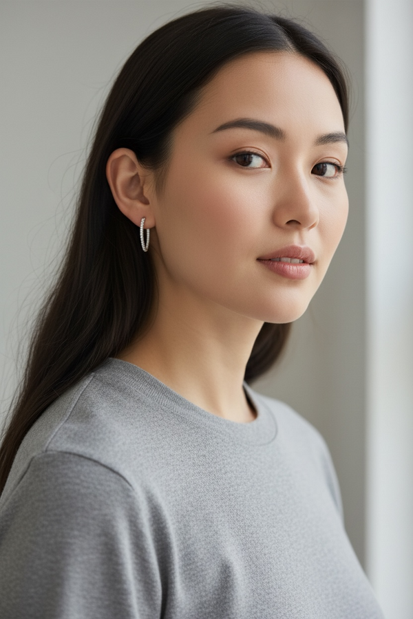 Oval Inside Out Hoops- White Gold