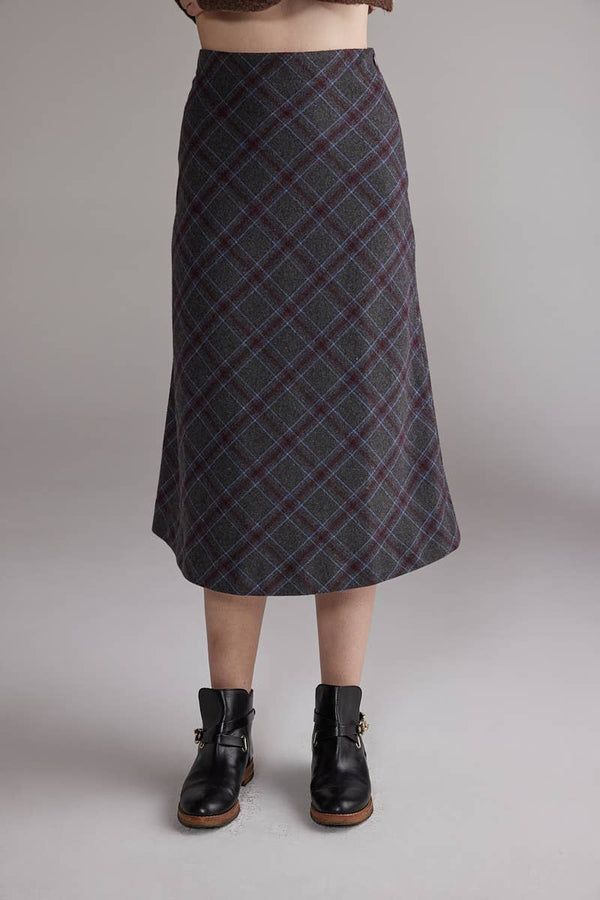 Wool Blend Plaid Skirt