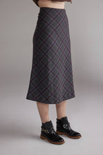 Wool Blend Plaid Skirt