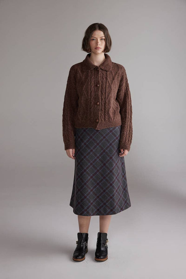 Wool Blend Plaid Skirt