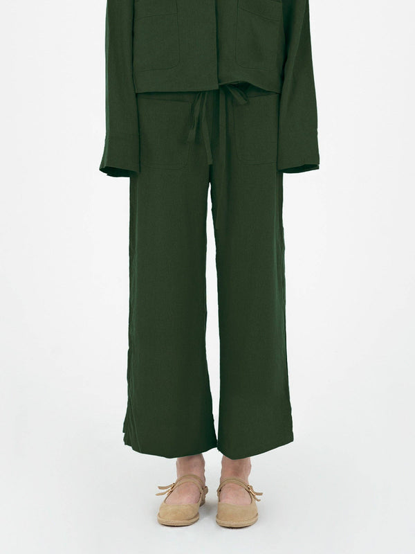 Hunter green linen pants