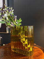 Ribbed Amber Vase