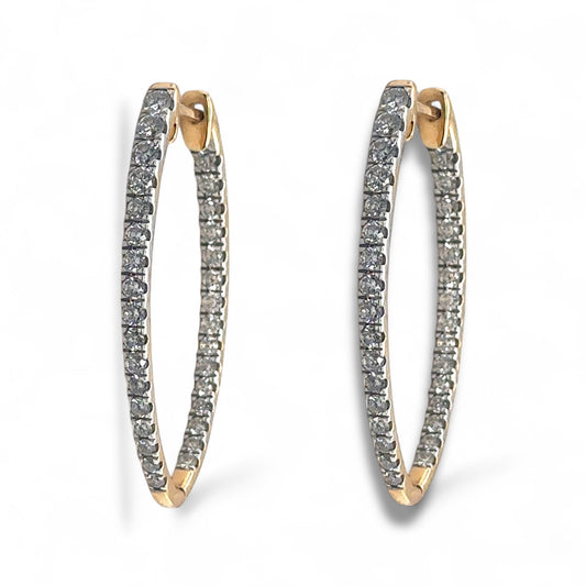 Oval Inside Out Diamond Hoops