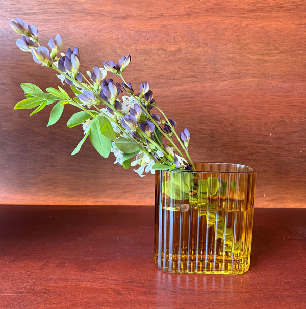 Ribbed Amber Vase