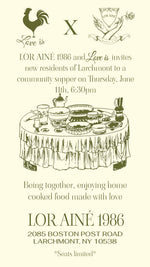 NEW TO LARCHMONT?  Join us for a Community Supper at LOR AINÉ 1986