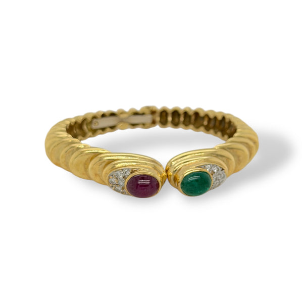 Twin Gemstone Open Cuff