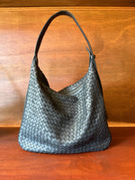 Black Braided Leather Shoulder Bag