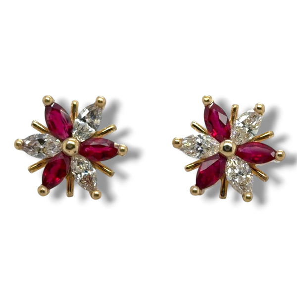 Custom Ruby & Diamond Earrings