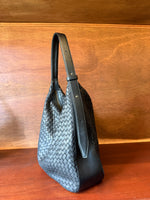 Black Braided Leather Shoulder Bag