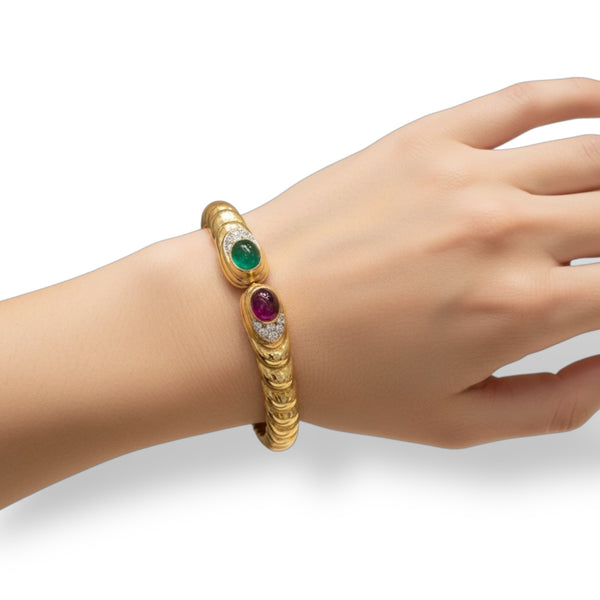 Twin Gemstone Open Cuff