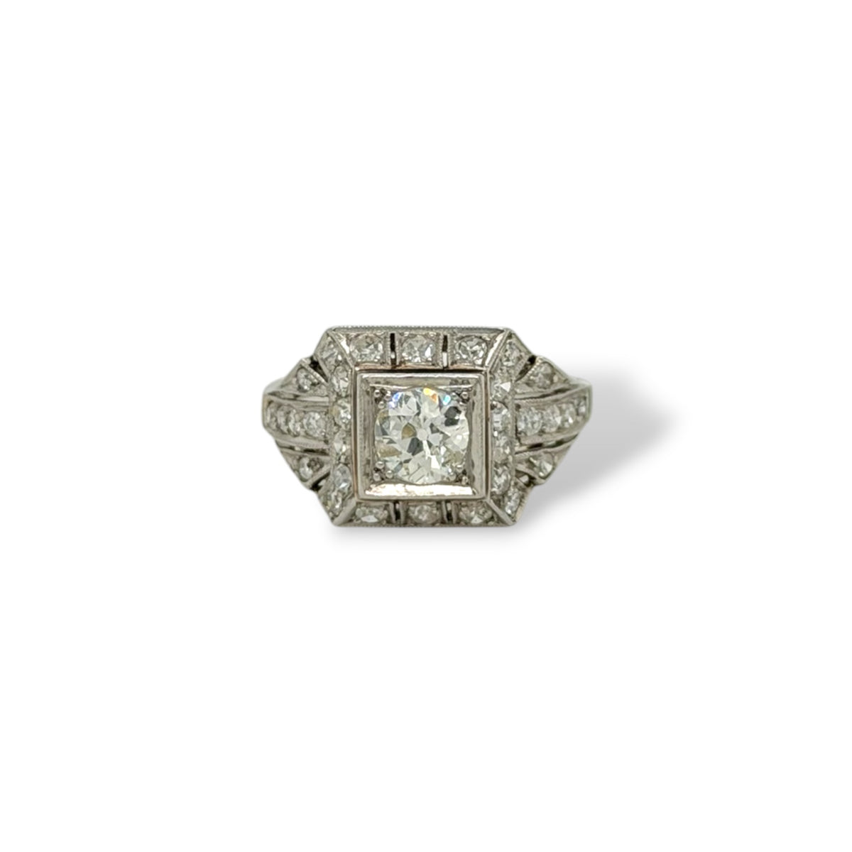 Vintage Art Deco Square Halo Diamond Ring