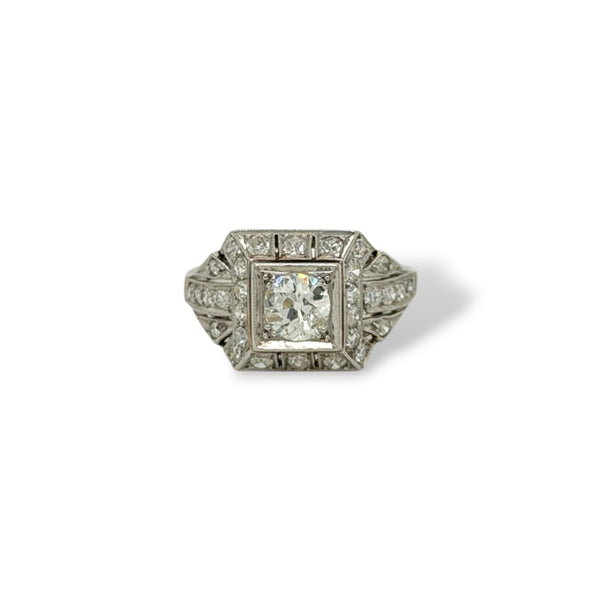 Vintage Art Deco Square Halo Diamond Ring