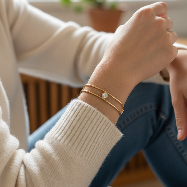 Rose gold Bangle with diamonds