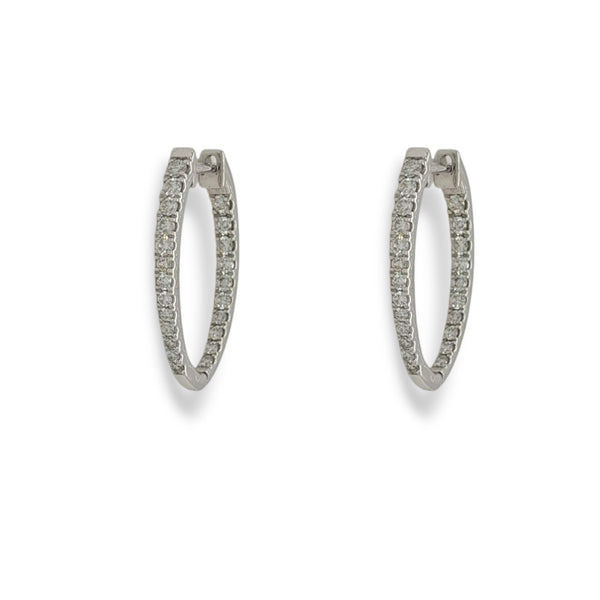 Oval Inside Out Hoops- White Gold