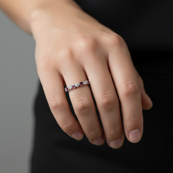 The Princess-cut Ruby and Diamond ring