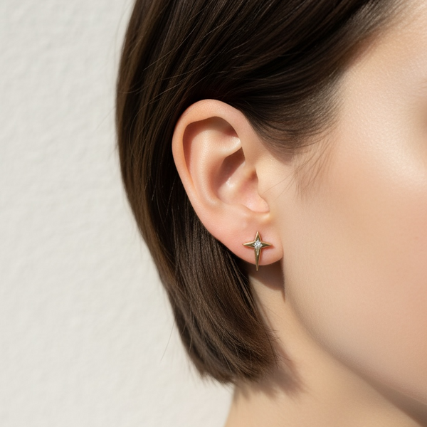 Gold Star Diamond Earrings