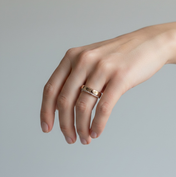 Rose and White Gold Diamond Ring