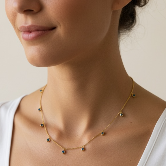 Blue Beaded Drop
