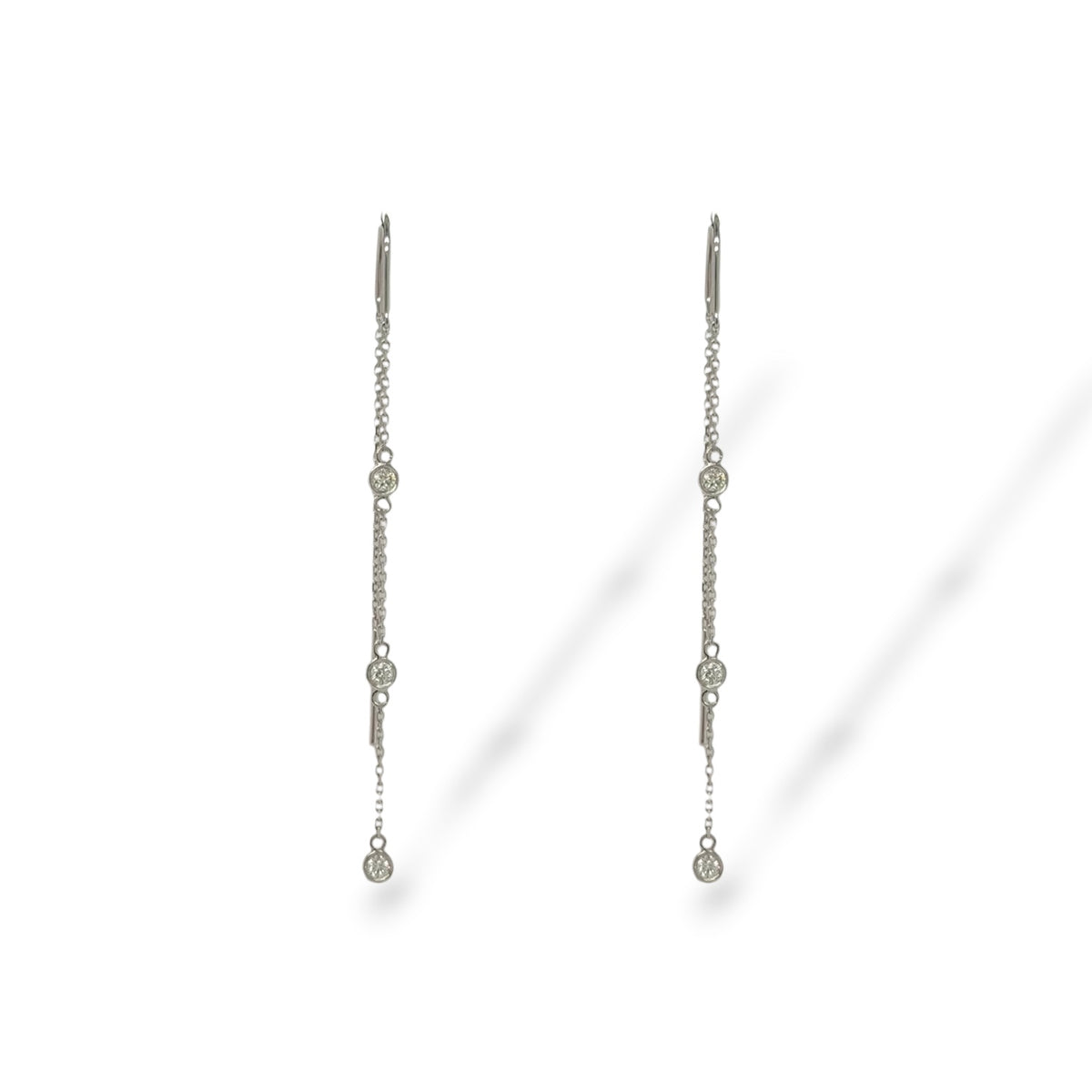 White Gold Waterfall Drop Earrings
